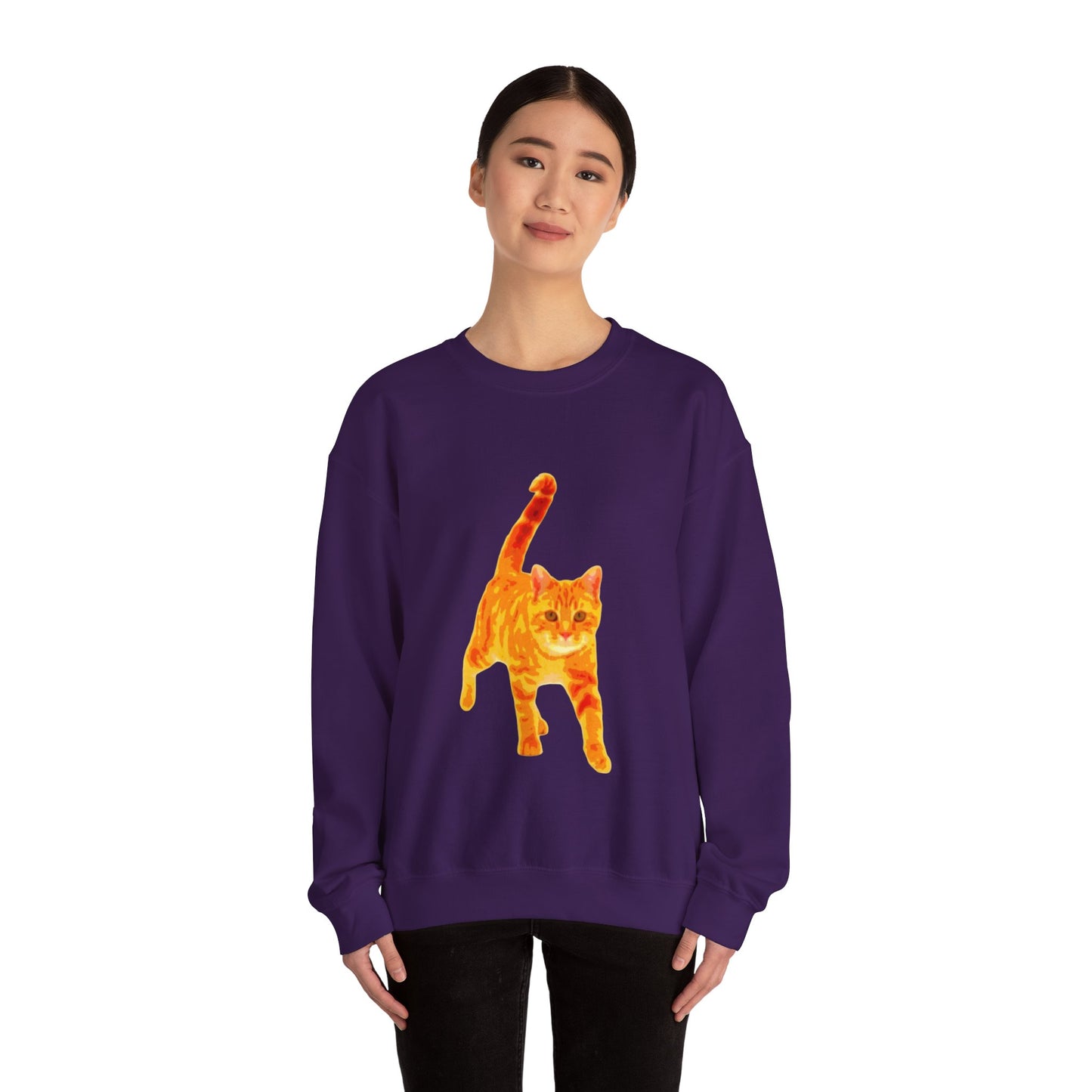 Cat Lover's Cozy Crewneck Sweatshirt - Perfect Gift for Pet Owners, Animal Lovers, Casual Wear, Birthdays, Cat-Themed Apparel