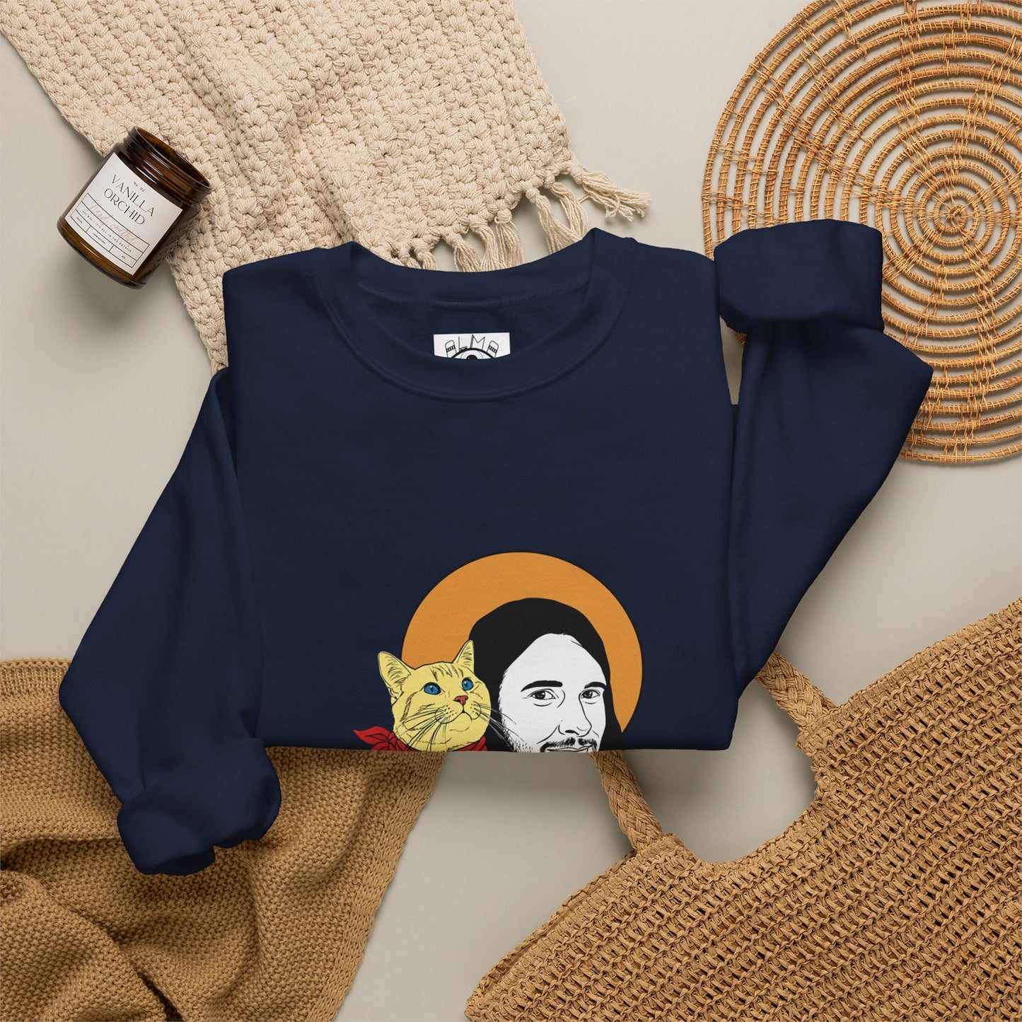 Jesus and cat Unisex Heavy Blend™ Crewneck Sweatshirt