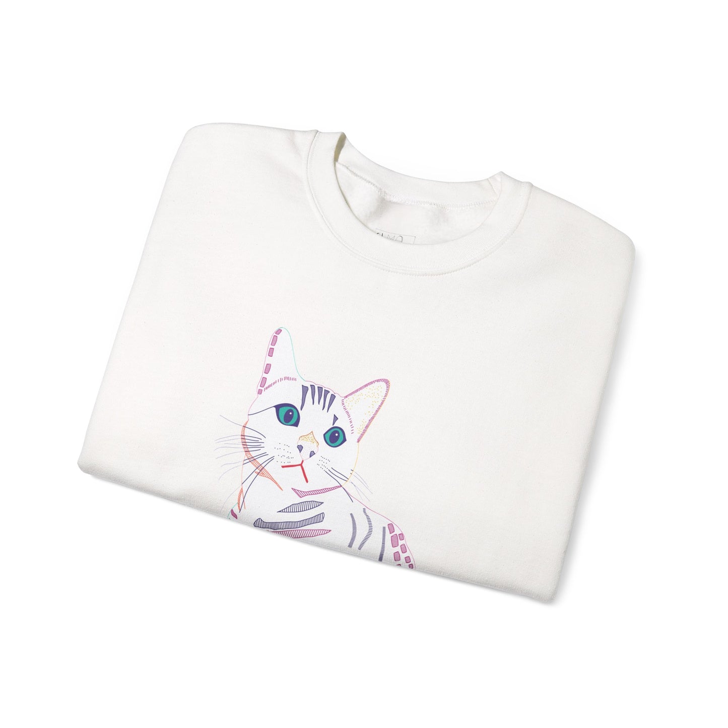 Cat Lover Sweatshirt, Cozy Cat  white Design, Cute Gift for Cat Owners, Unisex Crewneck, Pet Lover Apparel, Perfect for Everyday Comfort