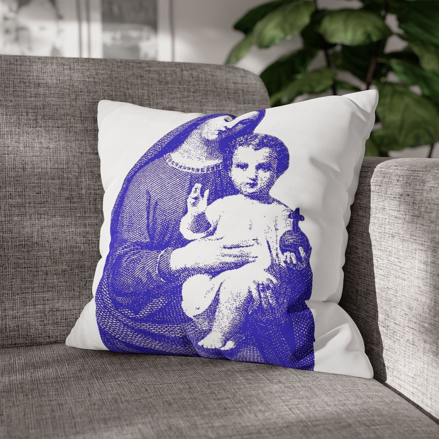 Saint Mary Square Poly Canvas Pillowcase