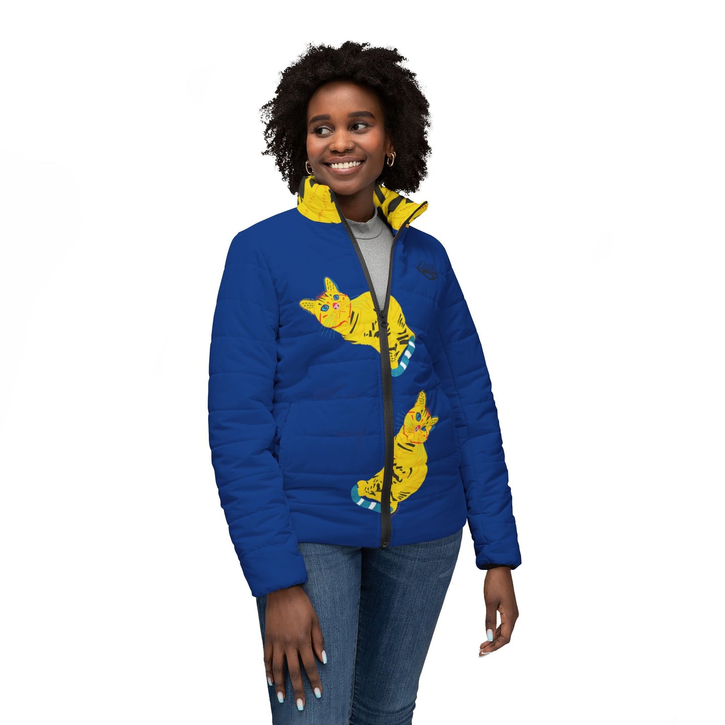 Yellow Cat Women’s Puffer Jacket (AOP)
