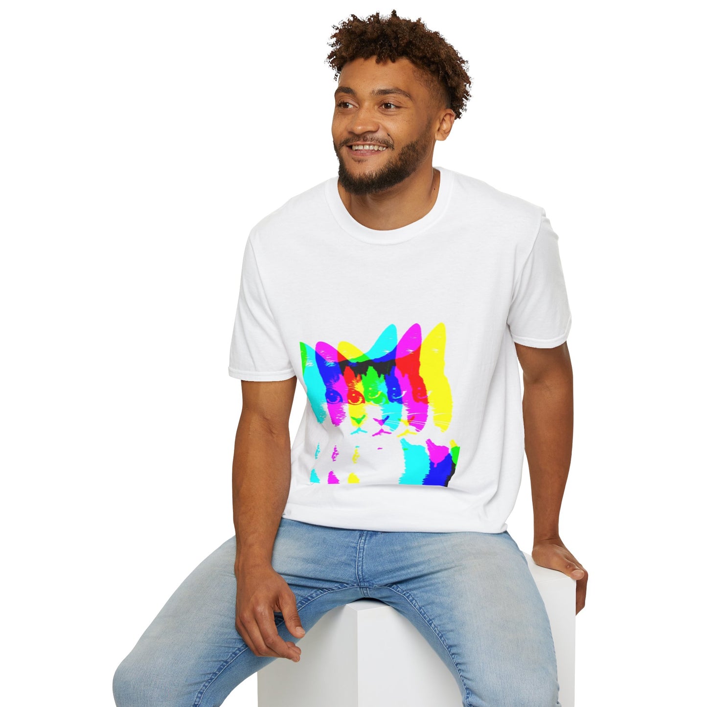 Neon Cat Unisex Softstyle T-Shirt
