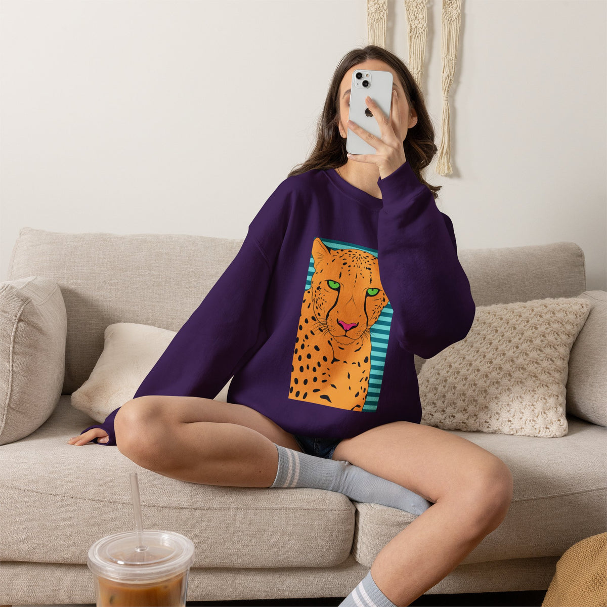 Bright leopard Unisex Heavy Blend™ Crewneck Sweatshirt