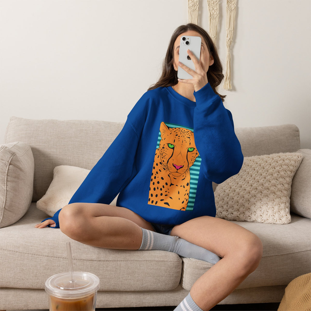 Bright leopard Unisex Heavy Blend™ Crewneck Sweatshirt