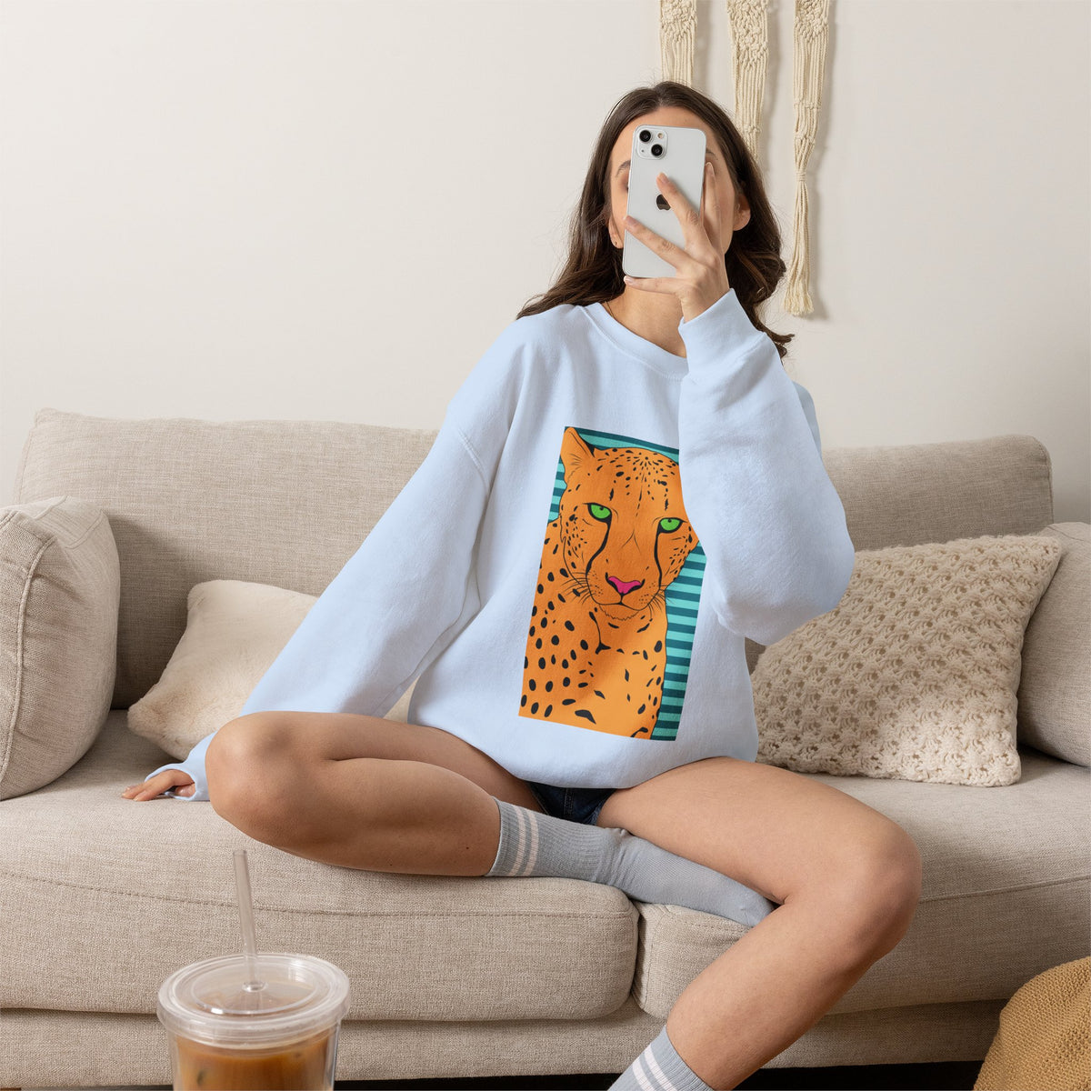 Bright leopard Unisex Heavy Blend™ Crewneck Sweatshirt