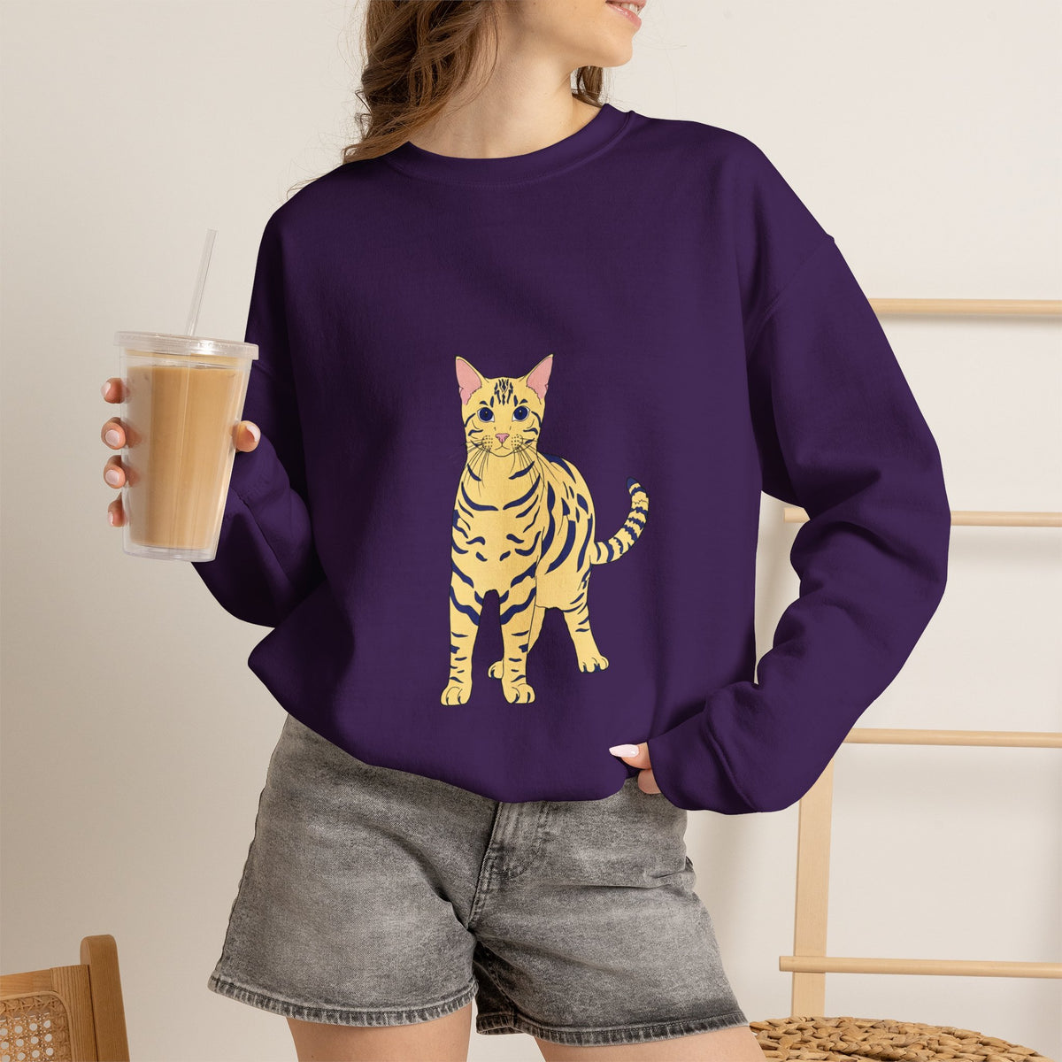 Bengal Cat cartoon Unisex Heavy Blend™ Crewneck Sweatshirt