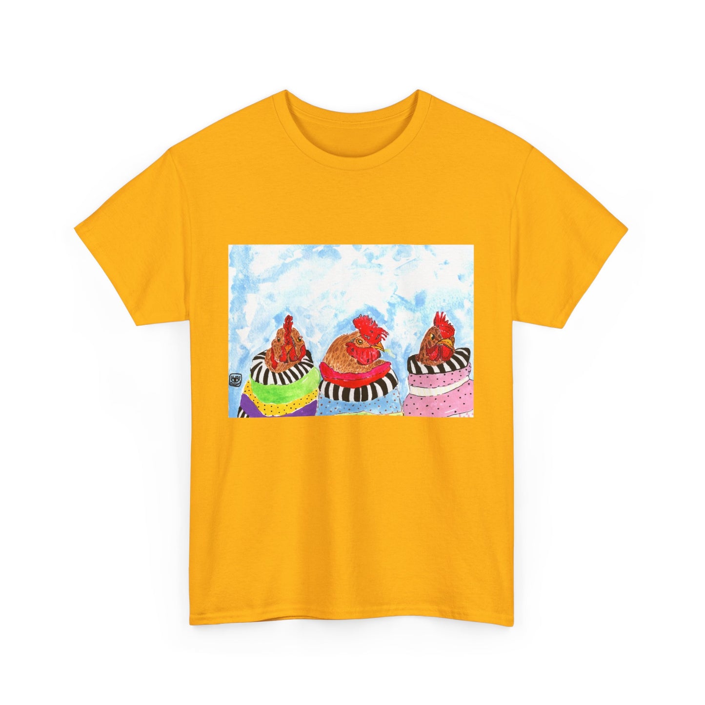 Happy Chickens Unisex Heavy Cotton Tee - Unique Graphic Design for Creative Souls