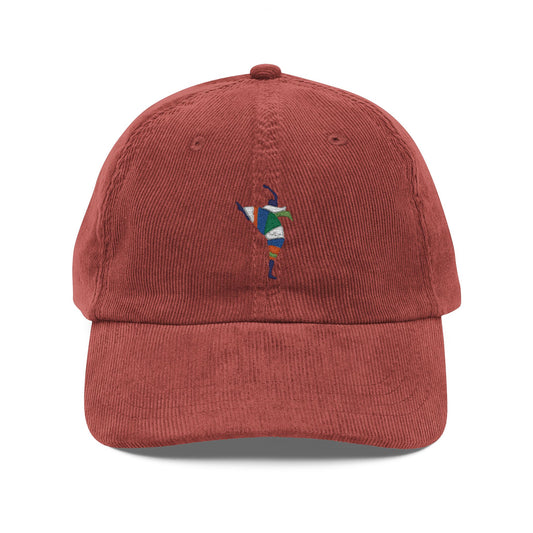 Vintage Corduroy Cap with Embroidered Design - Stylish & Unique Headwear for All Occasions
