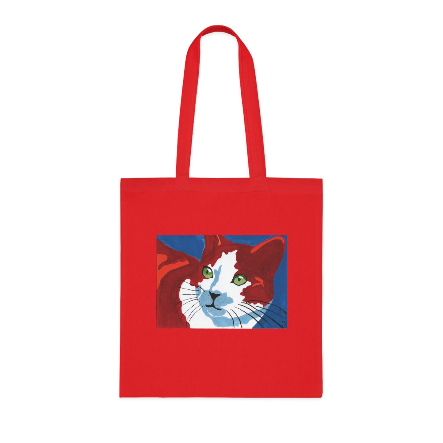 Artistic Cat Cotton Tote Bag - Eco-Friendly Shopper