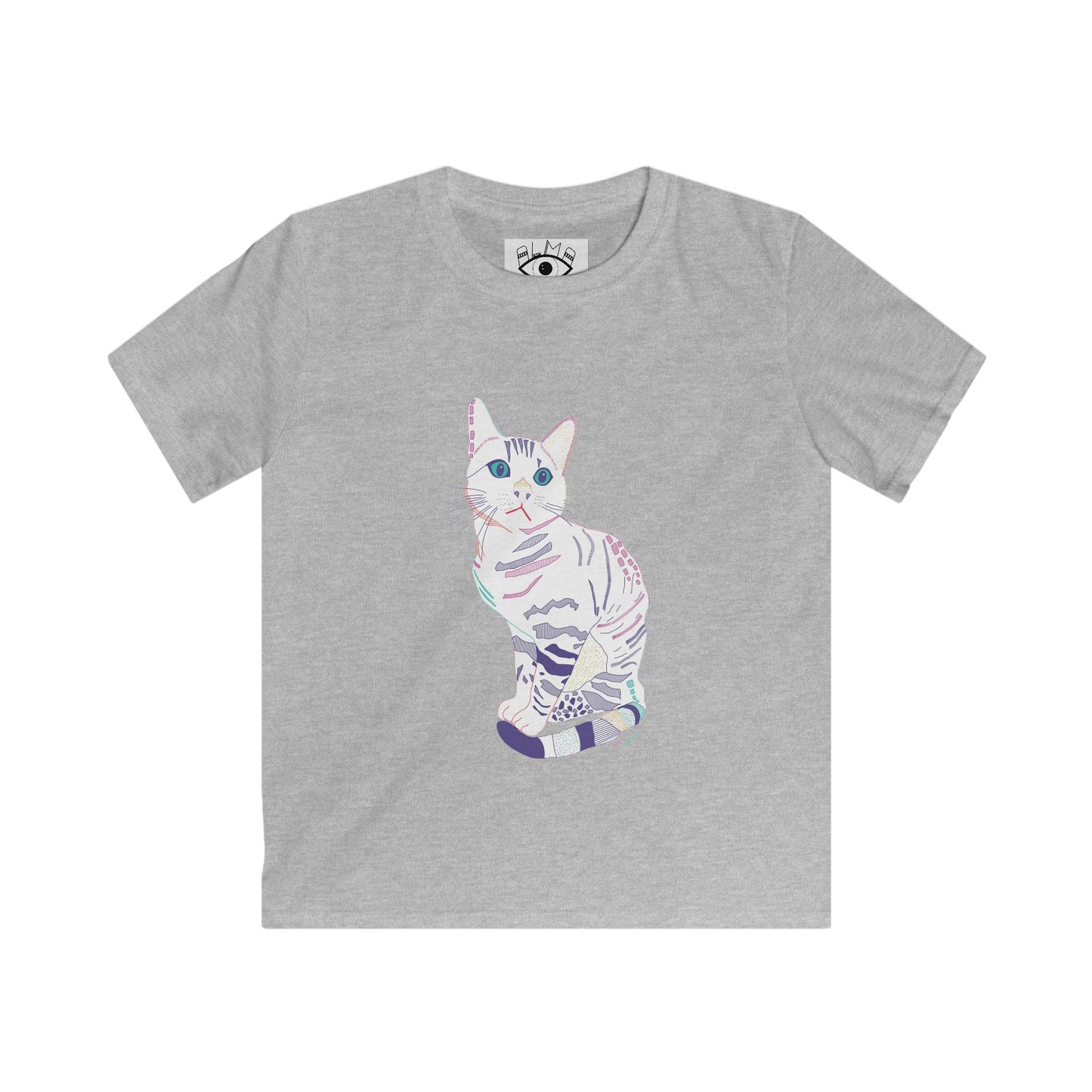Kids Cat Graphic Tee — Pastel Kitten Illustration T-Shirt for Girls & Boys