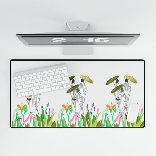 Whimsical Nature-Inspired Desk Mat with Floral Design