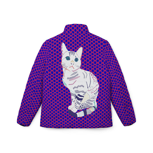 Chic Women’s Puffer Jacket with Cat Design - Modern and Cozy Outerwear for All Seasons