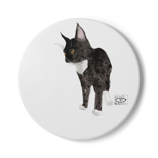 Whimsical Cat Ceramic Coaster - Fun Home Décor for Cat Lovers