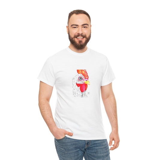 Whimsical Chicken Graphic Unisex Heavy Cotton Tee - Funny Farm Animal Shirt