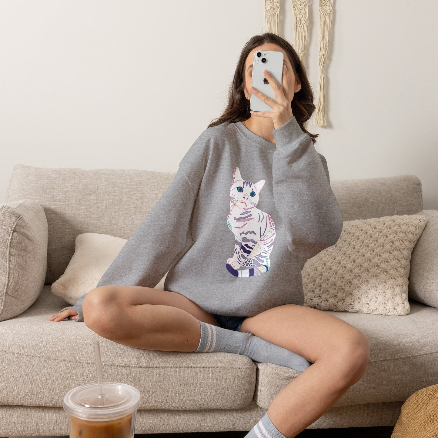 White Cat Unisex Heavy Blend™ Crewneck Sweatshirt