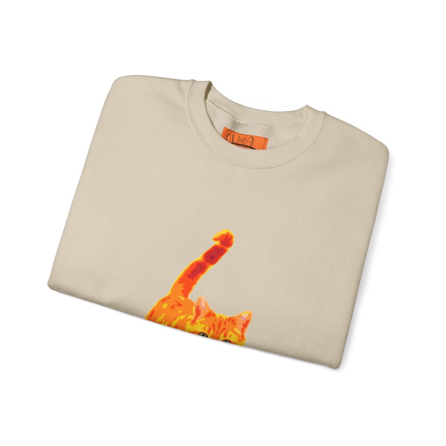 Cat Crewneck Sweatshirt — Orange Tabby Walking Graphic