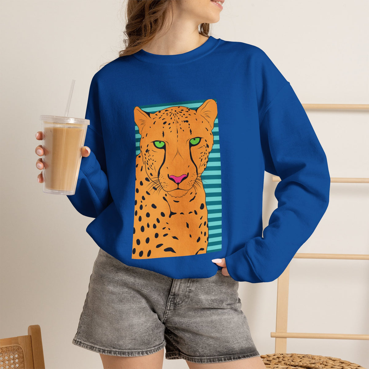 Bright leopard Unisex Heavy Blend™ Crewneck Sweatshirt