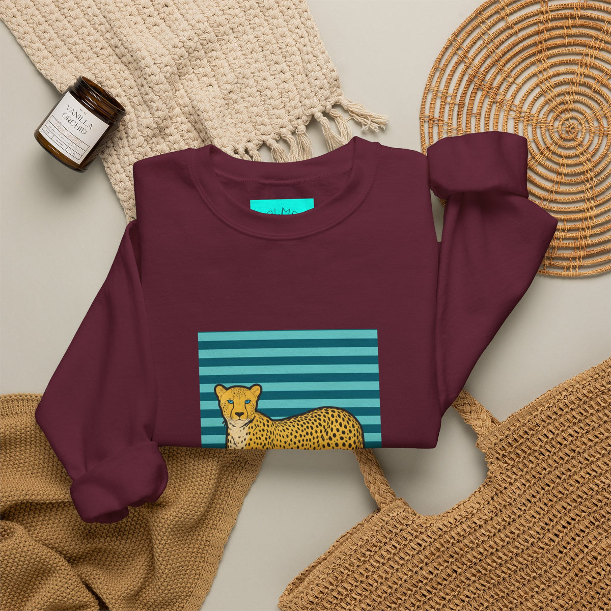 Cheetah in pink boots Unisex Heavy Blend™ Crewneck Sweatshirt