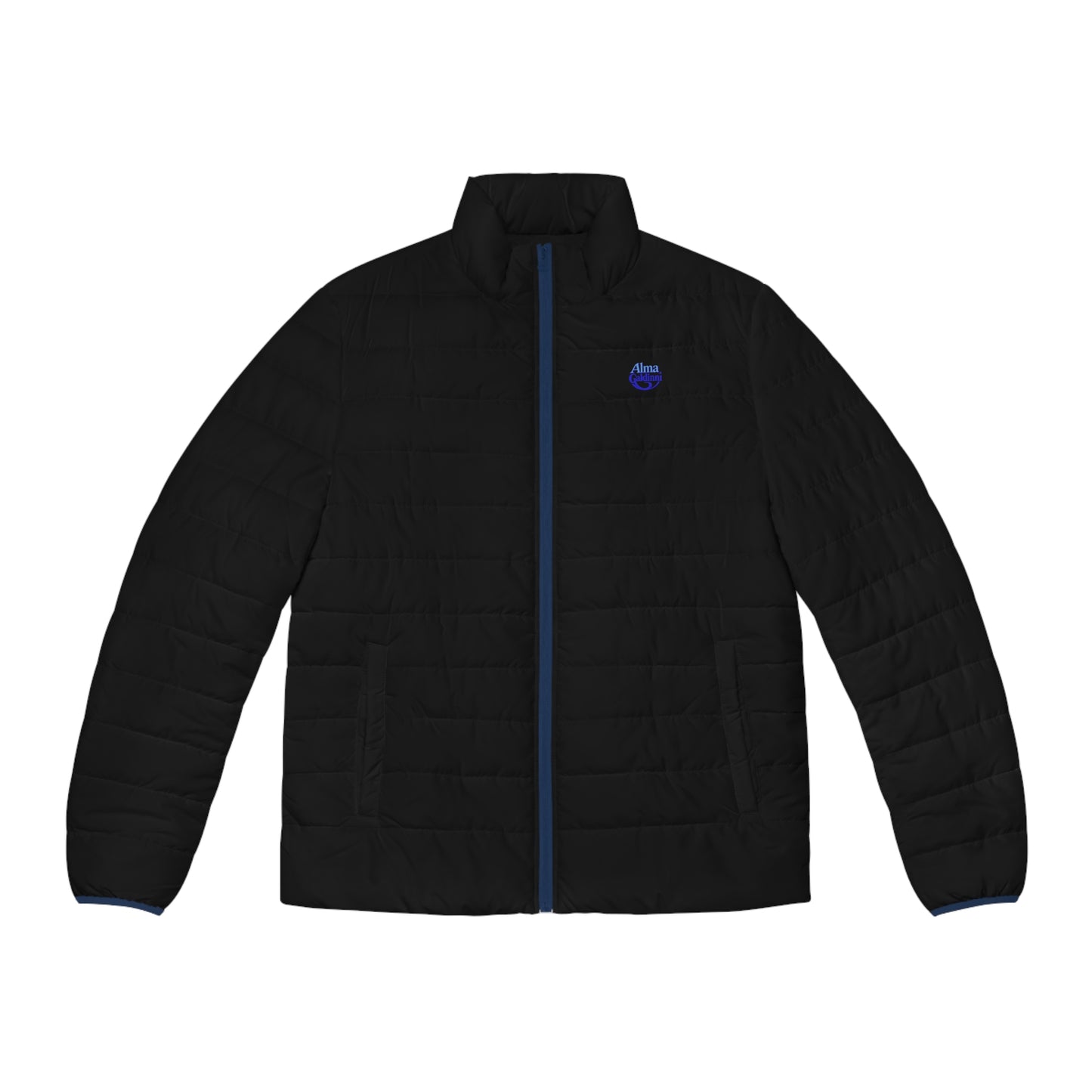 Art Nouveaux blue Tiger Men's Puffer Jacket (AOP)