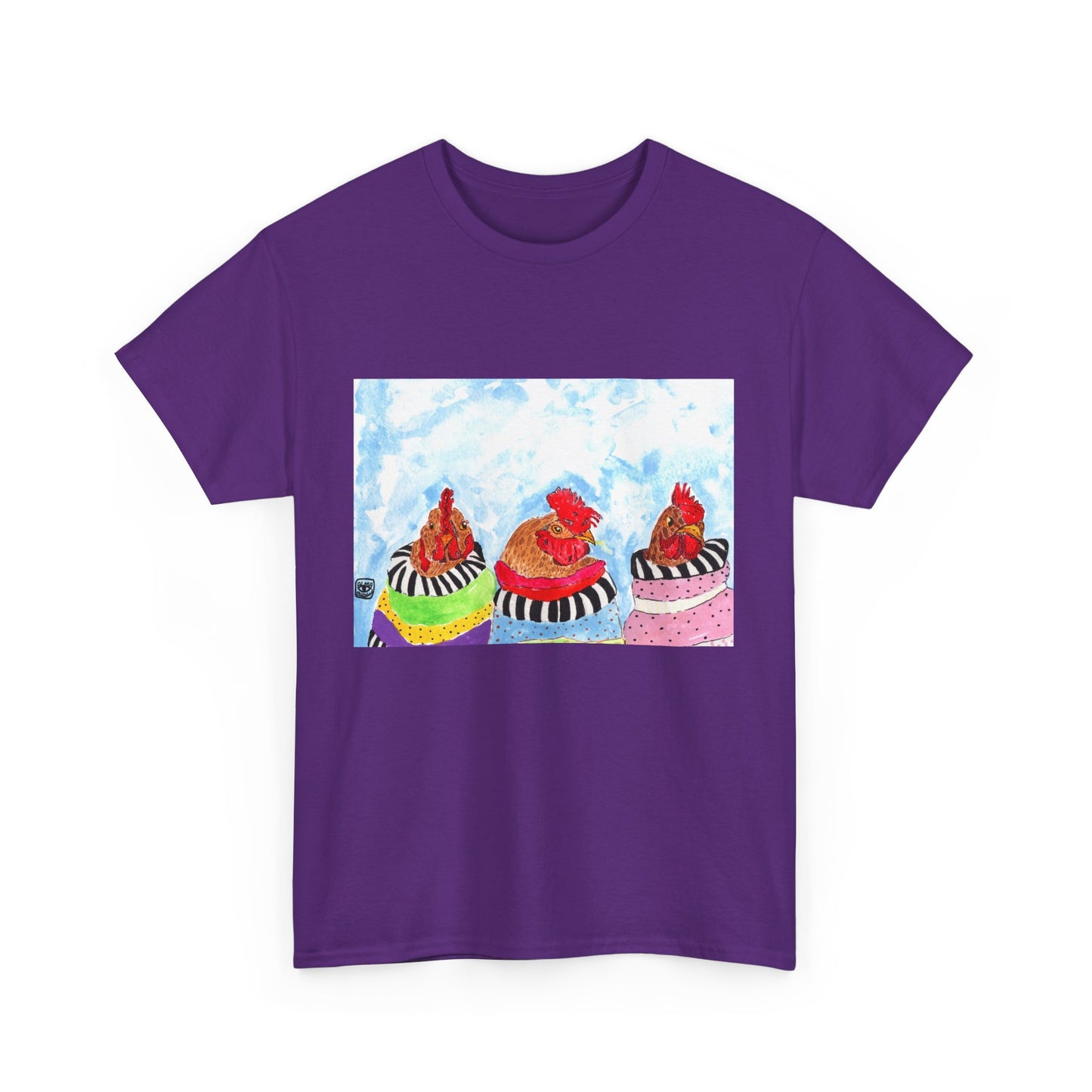 Happy Chickens Unisex Heavy Cotton Tee - Unique Graphic Design for Creative Souls