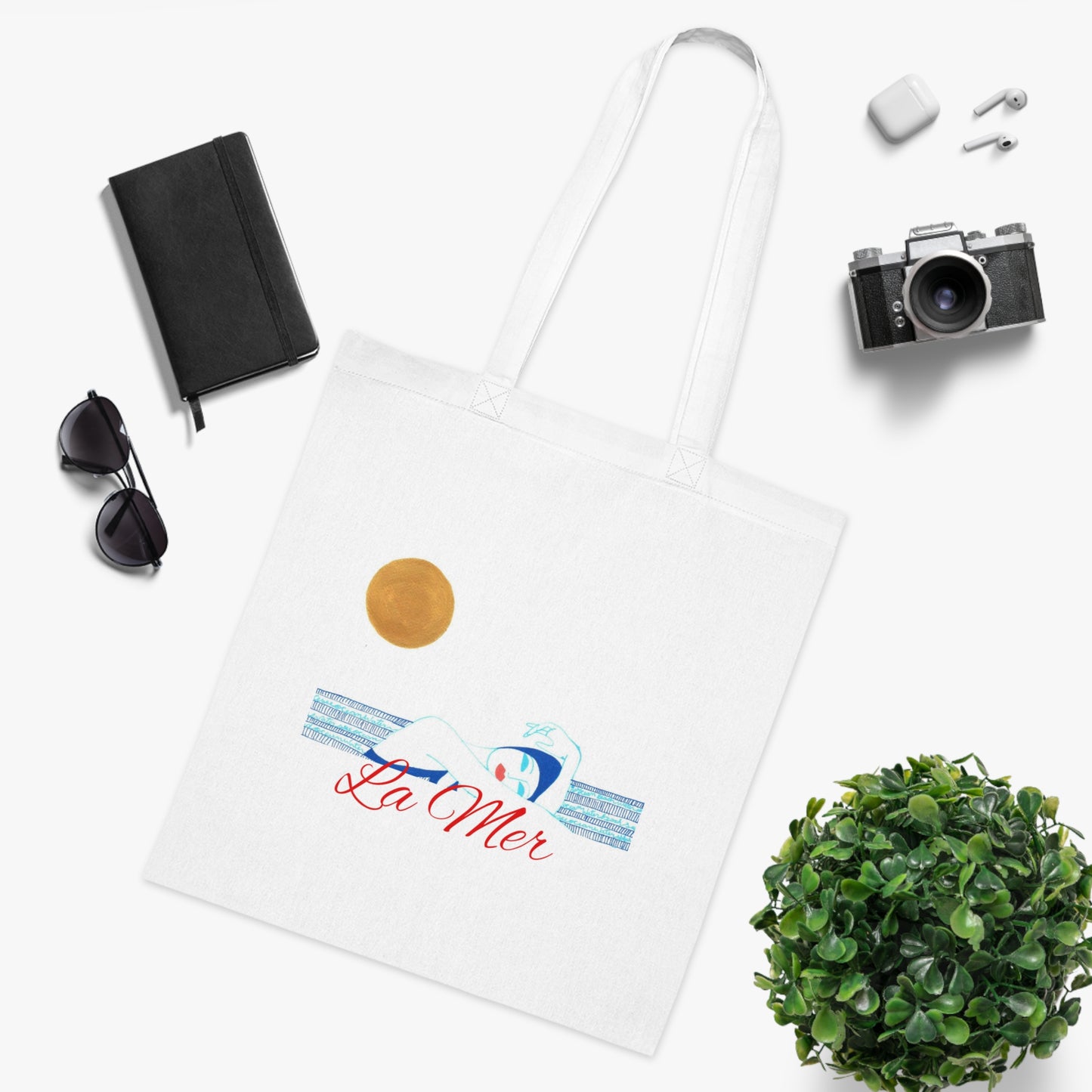 Beach Vibes Cotton Tote | La Mer Tote Bag | Eco-Friendly Shopping Bag | Summer Essentials | Beach Day Tote | Gift for Her