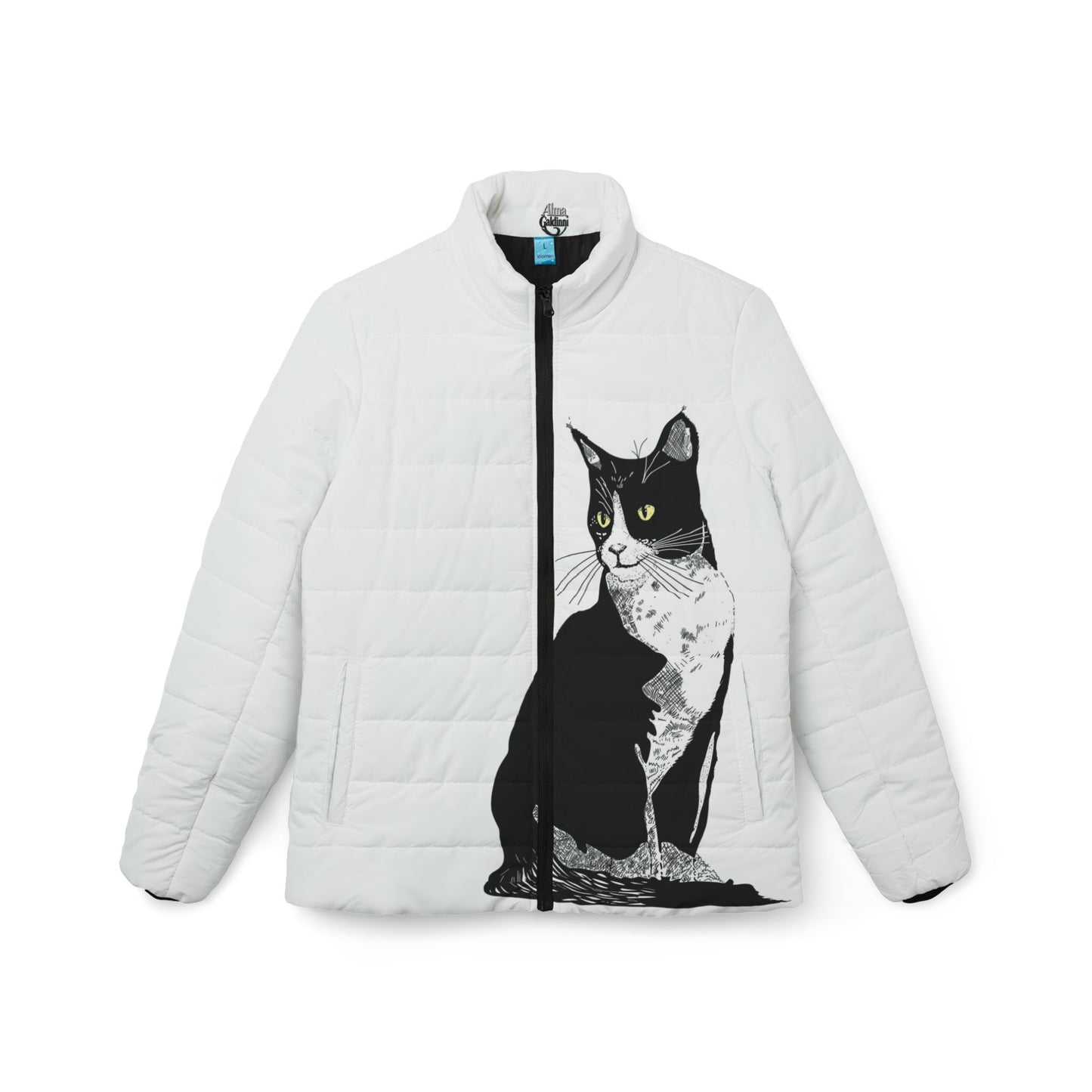 Black Cat Women’s Puffer Jacket (AOP)