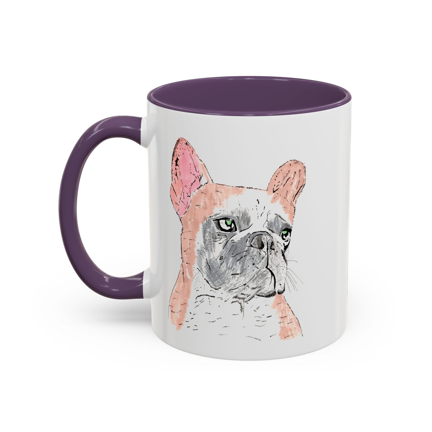 French Bulldog Accent Coffee Mug — Artistic Watercolor Dog Portrait (11/15oz)