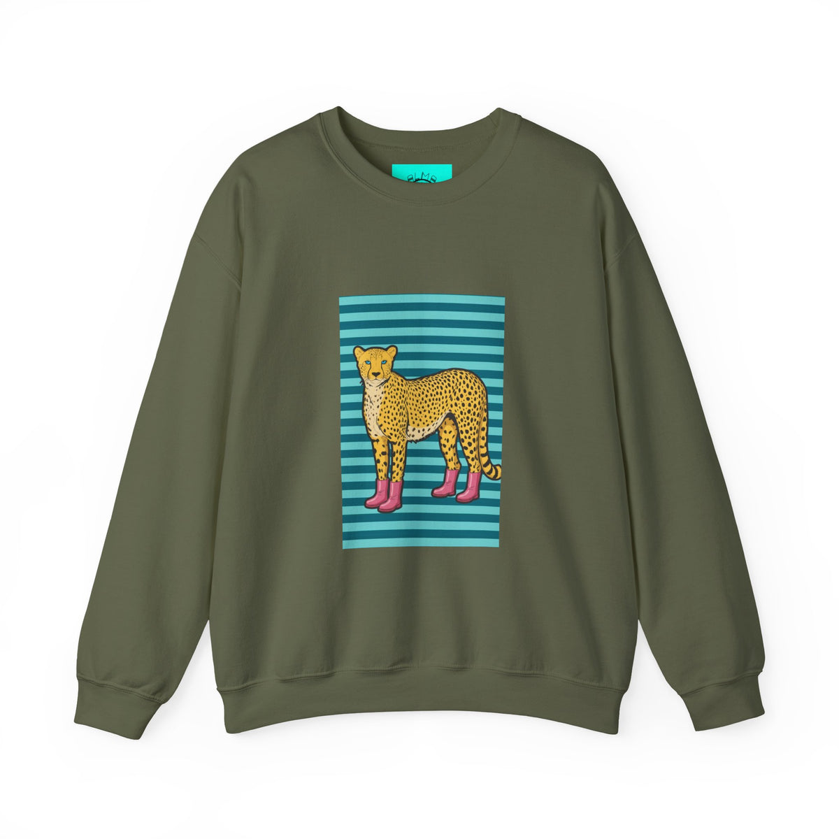 Cheetah in pink boots Unisex Heavy Blend™ Crewneck Sweatshirt