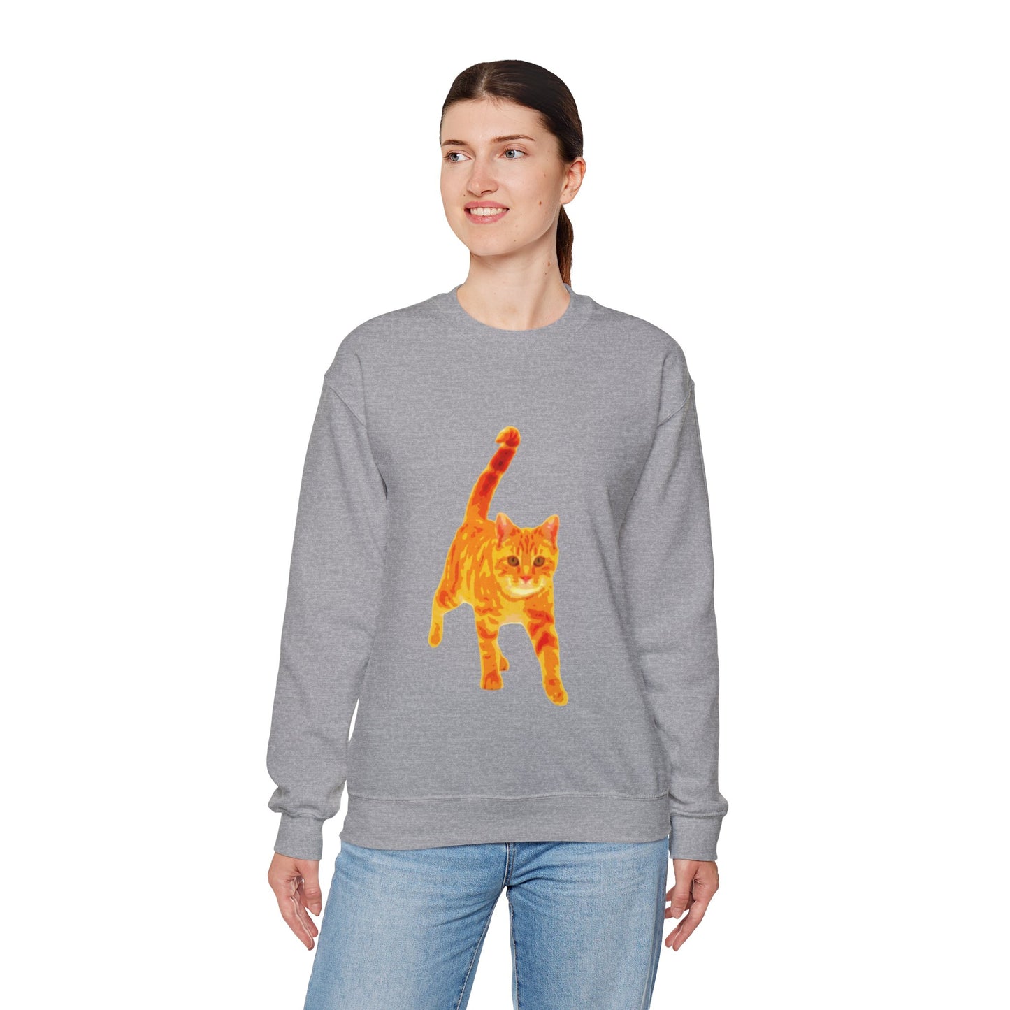 Cat Lover's Cozy Crewneck Sweatshirt - Perfect Gift for Pet Owners, Animal Lovers, Casual Wear, Birthdays, Cat-Themed Apparel