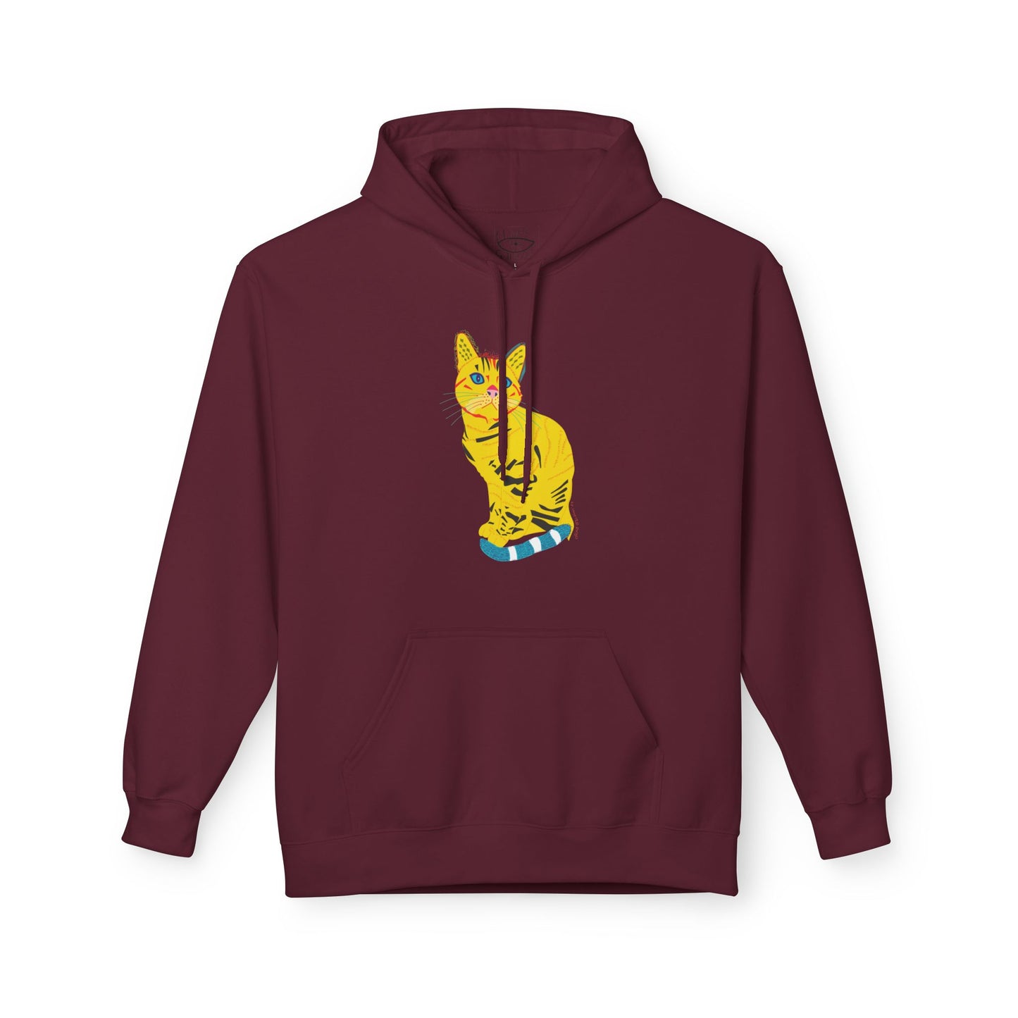 Yellow  Cat Hoodie — Vibrant  Cat Graphic Pullover