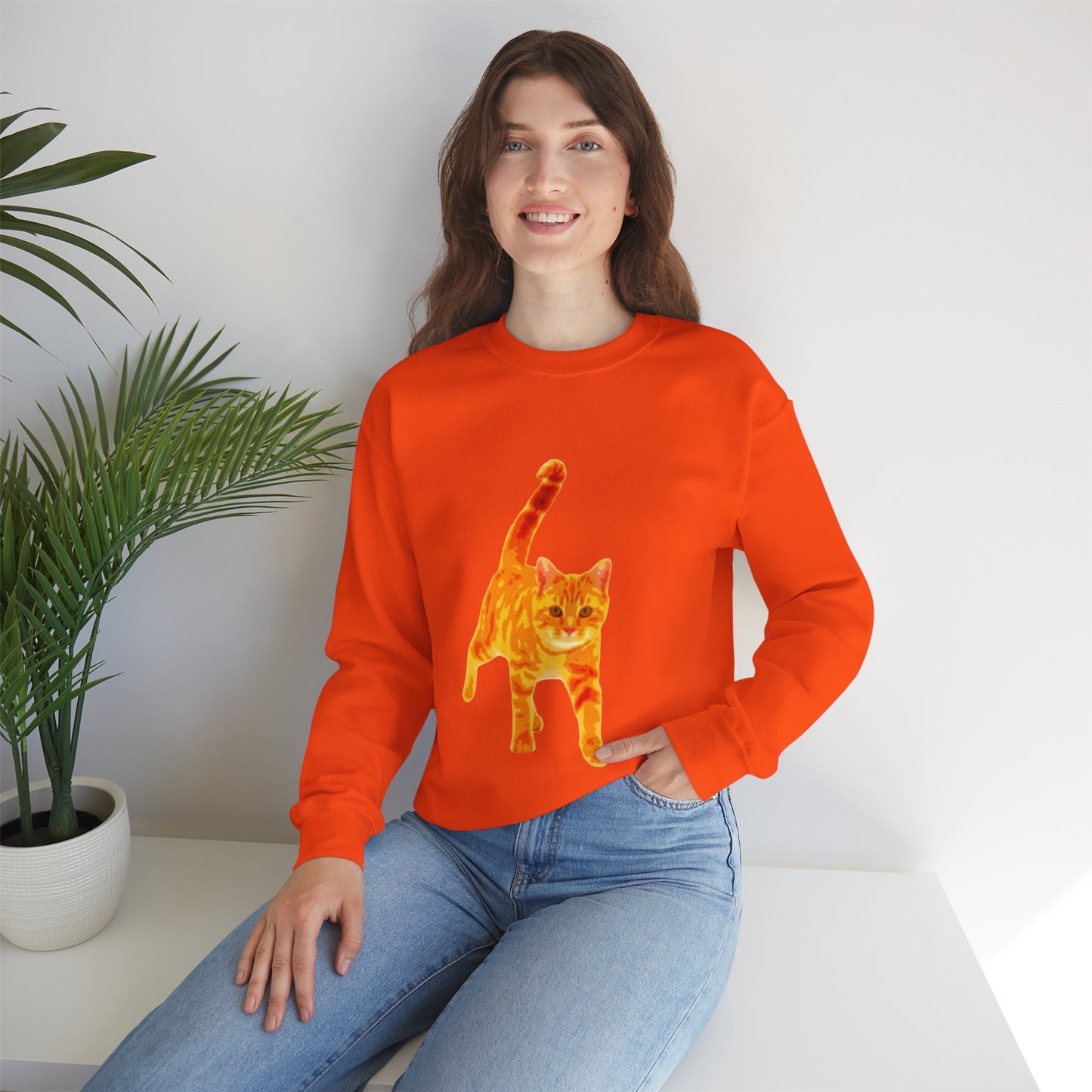 Cat Lover's Cozy Crewneck Sweatshirt - Perfect Gift for Pet Owners, Animal Lovers, Casual Wear, Birthdays, Cat-Themed Apparel