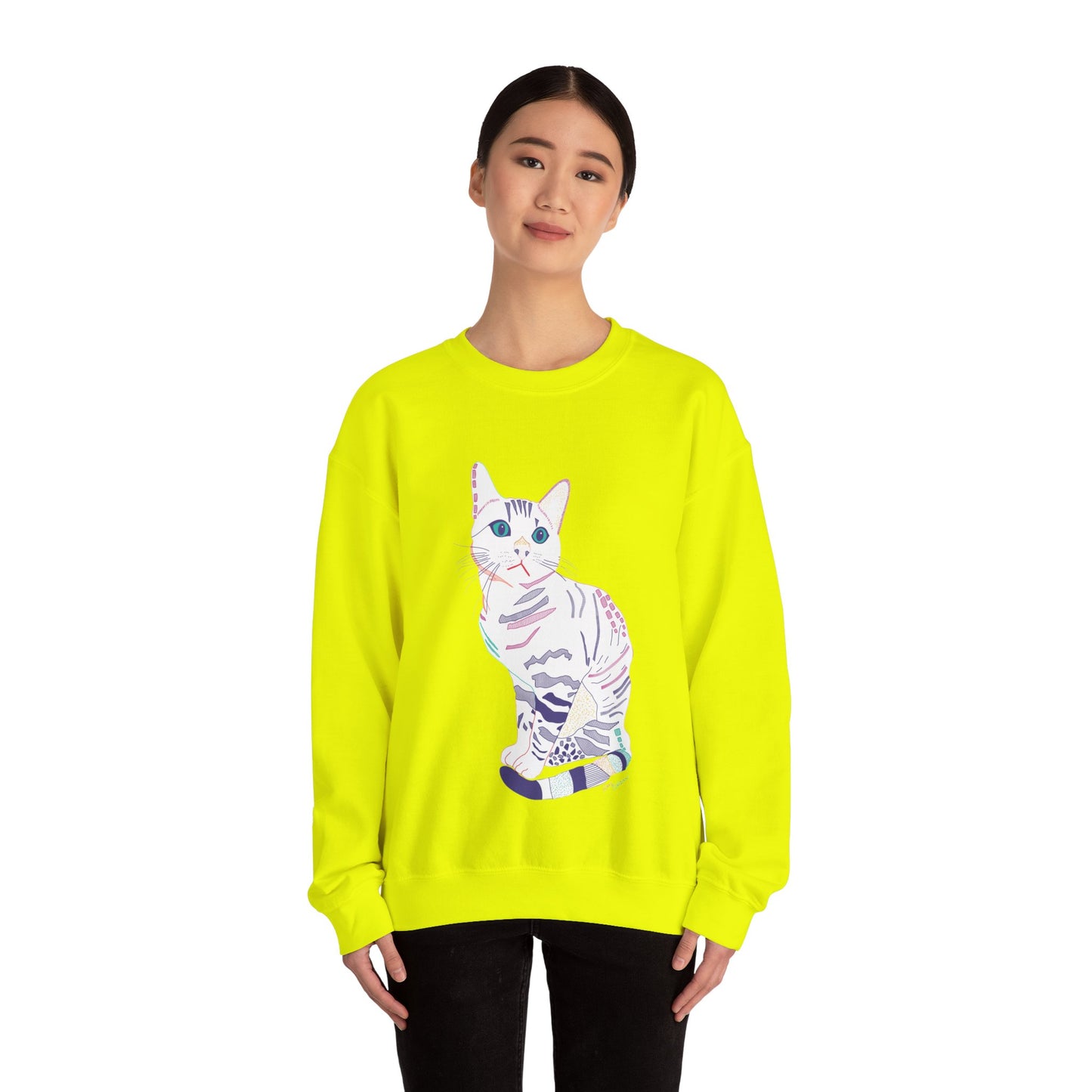Cat Lover Sweatshirt, Cozy Cat  white Design, Cute Gift for Cat Owners, Unisex Crewneck, Pet Lover Apparel, Perfect for Everyday Comfort