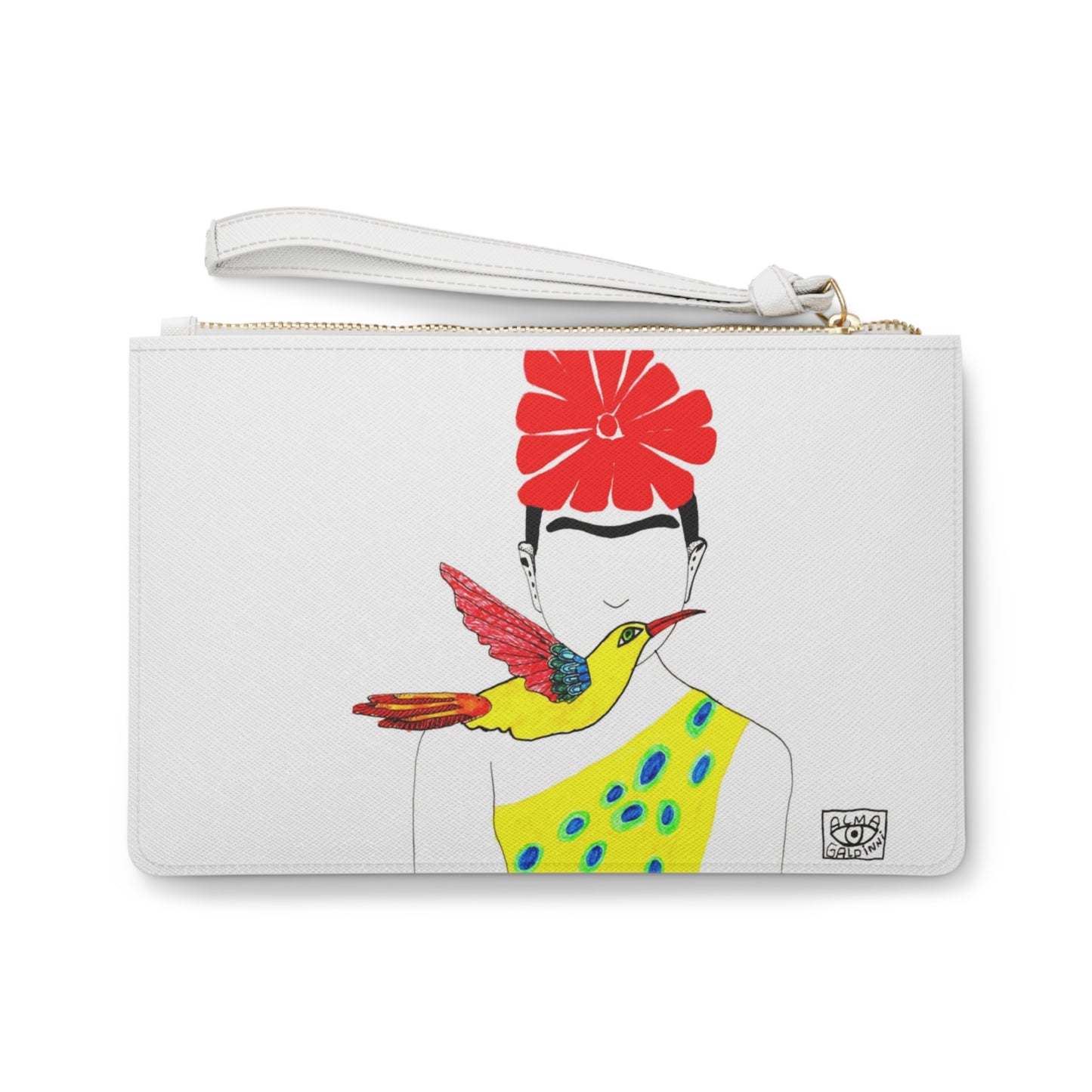 Vibrant Floral Clutch Bag - Boho Chic Accessory for Every Occasion, Ideal Gift for Her, Festival Ready, Bright Artwork with Hummingbird