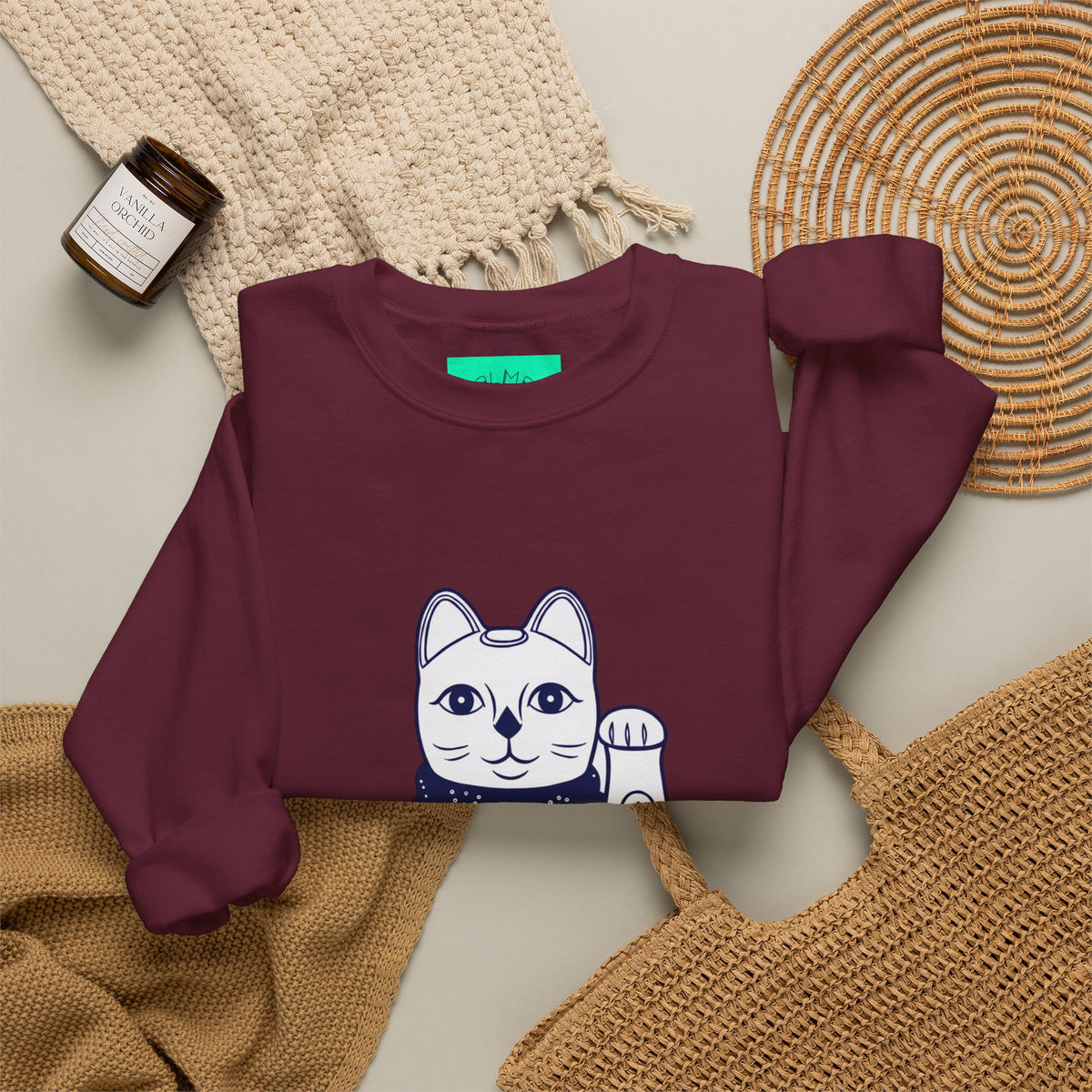 Good Luck Cat Unisex Heavy Blend™ Crewneck Sweatshirt
