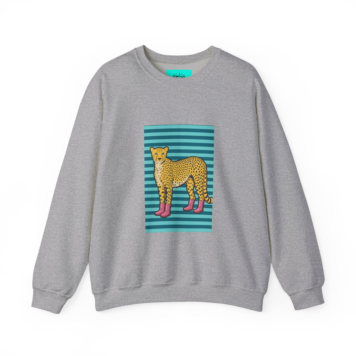 Cheetah in pink boots Unisex Heavy Blend™ Crewneck Sweatshirt