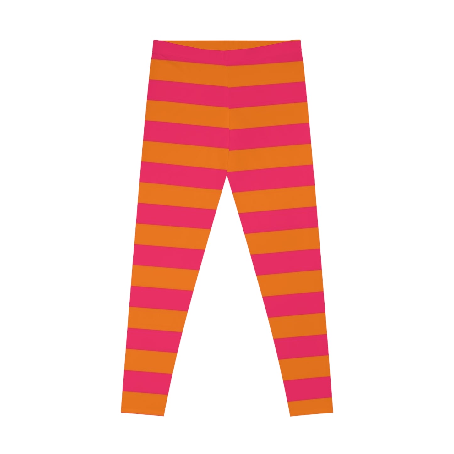 Striped Pink & Orange Leggings — Bright Striped Athletic Leggings