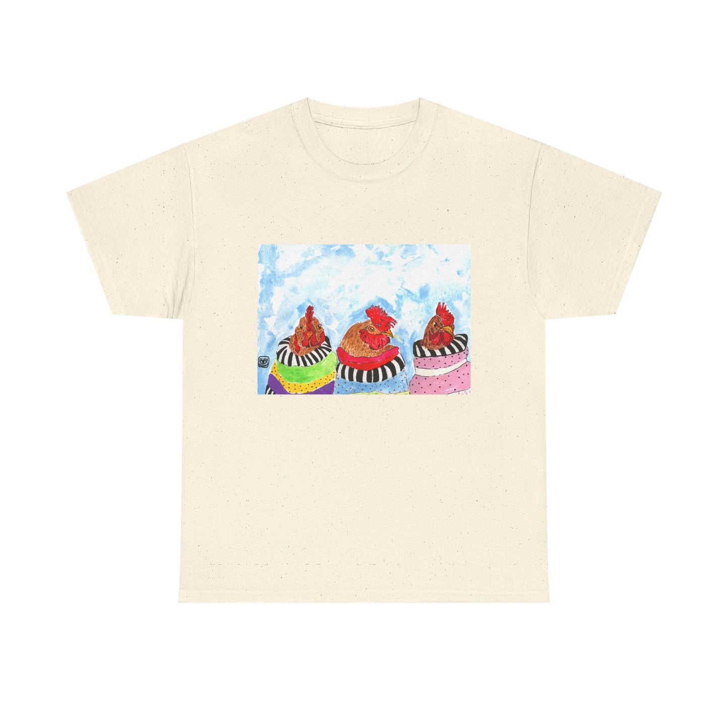 Happy Chickens Unisex Heavy Cotton Tee - Unique Graphic Design for Creative Souls