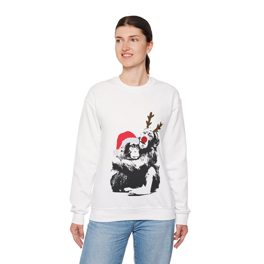 Cute Monkeys Unisex Heavy Blend™ Sweatshirt, Christmas Gift, Cozy Crewneck, Funny Animal Design, Warm Layer, Winter Apparel