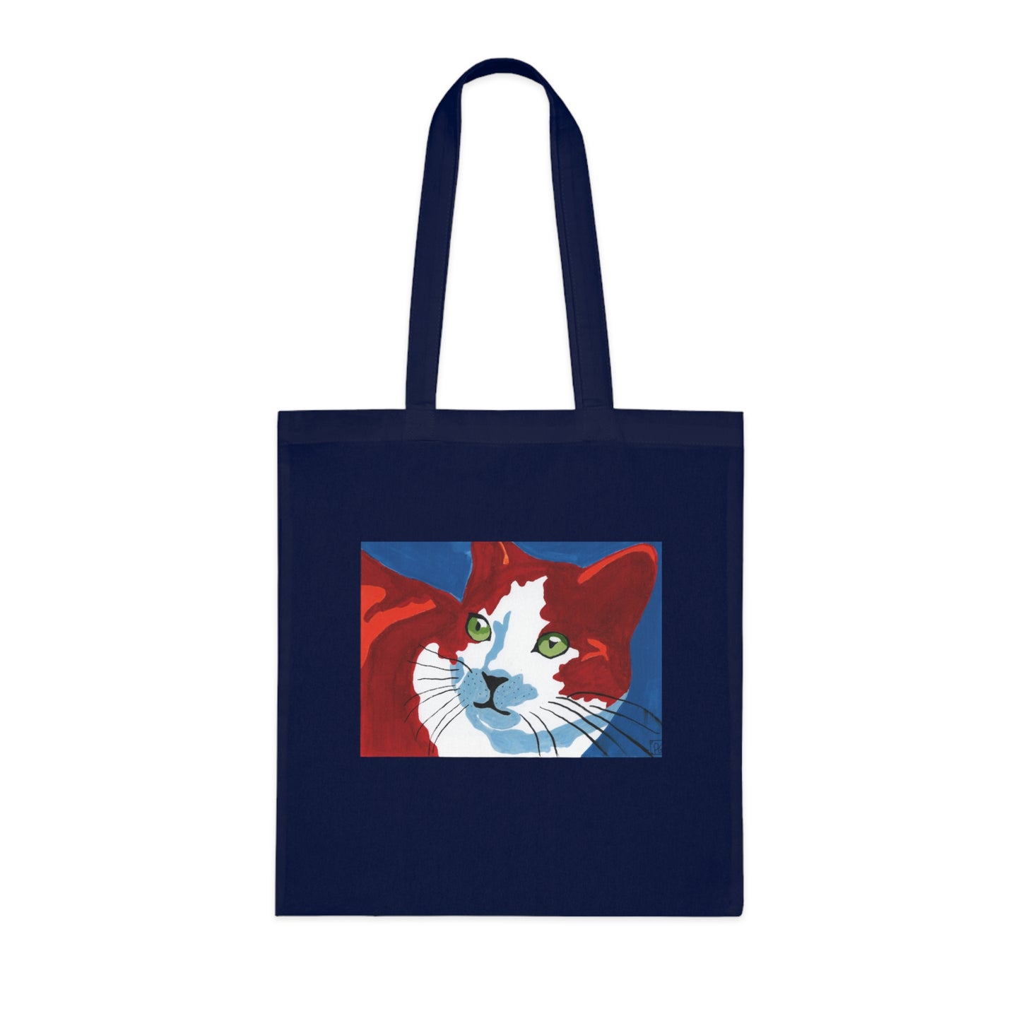 Artistic Cat Cotton Tote Bag - Eco-Friendly Shopper