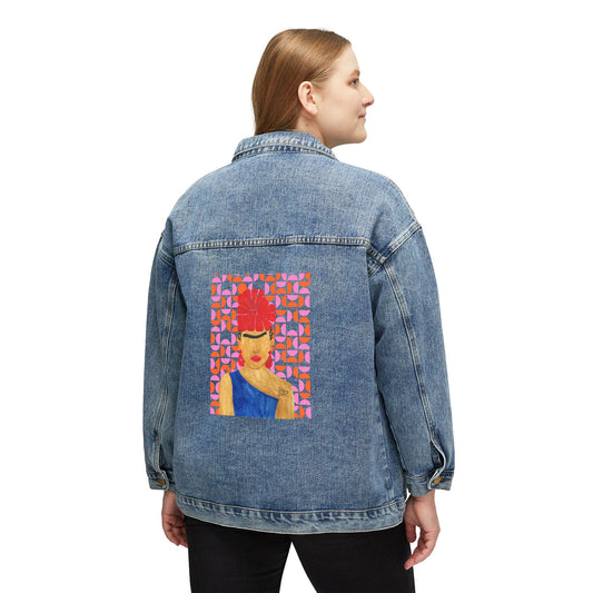 Frida kahlo Denim Jacket with Floral Design