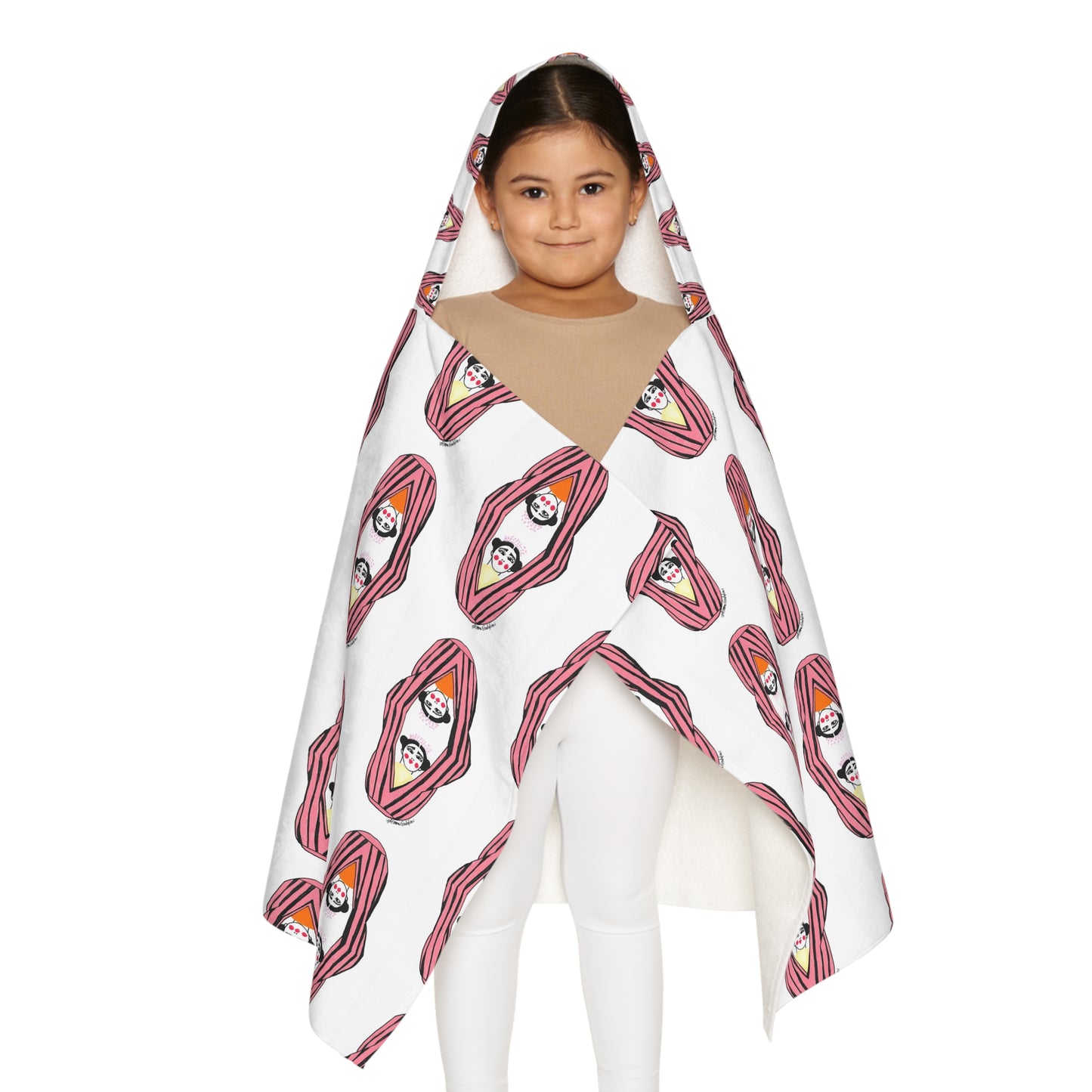 Fridinhas  Pattern Kids Hooded Towel – Pink Seashell Swim Cover-Up for Pool & Beach