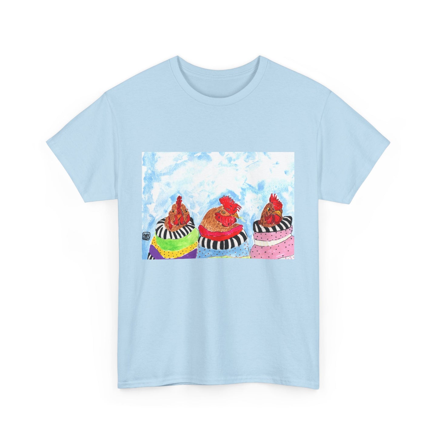 Happy Chickens Unisex Heavy Cotton Tee - Unique Graphic Design for Creative Souls