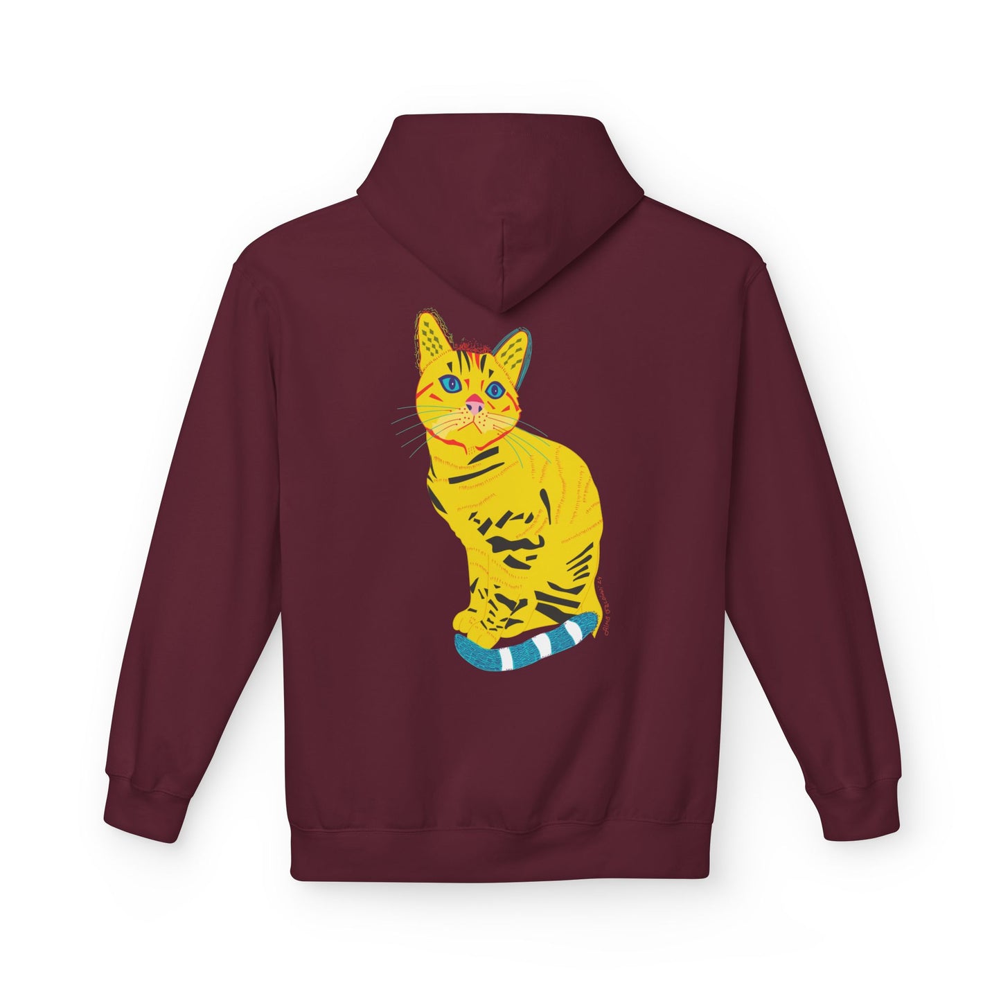 Yellow  Cat Hoodie — Vibrant  Cat Graphic Pullover
