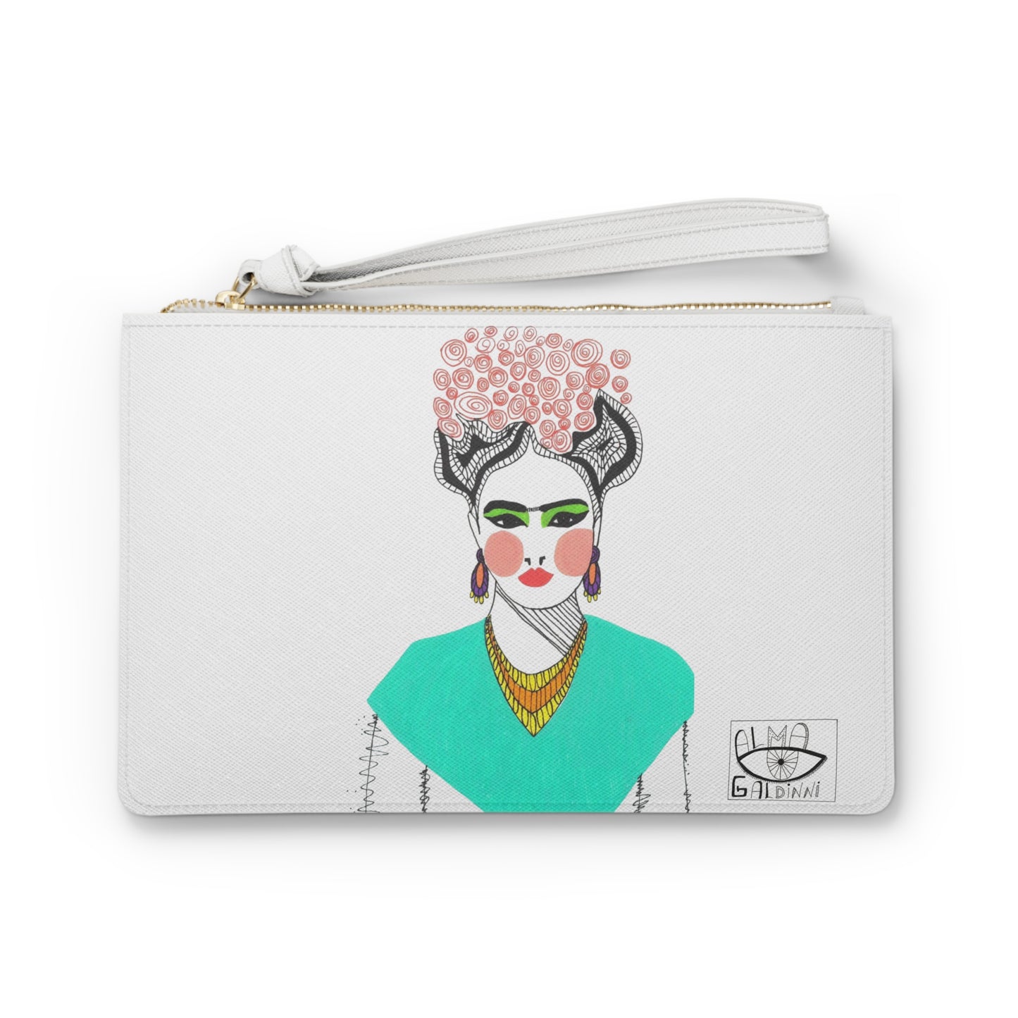 Frida Kahlo Clutch Bag, Artistic Pouch, Bohemian Accessories, Unique Gift for Her, Statement Fashion