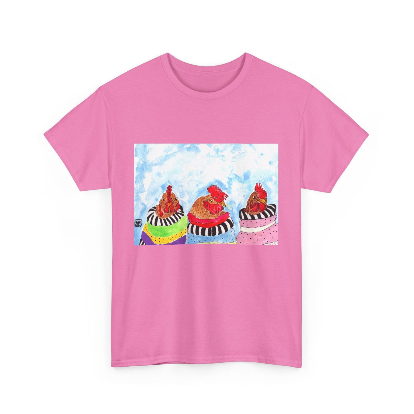 Happy Chickens Unisex Heavy Cotton Tee - Unique Graphic Design for Creative Souls
