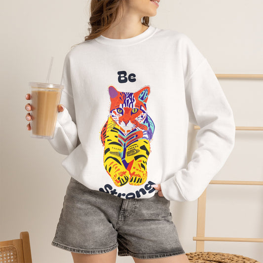 Tiger Cat Be Strong Unisex Heavy Blend™ Crewneck Sweatshirt