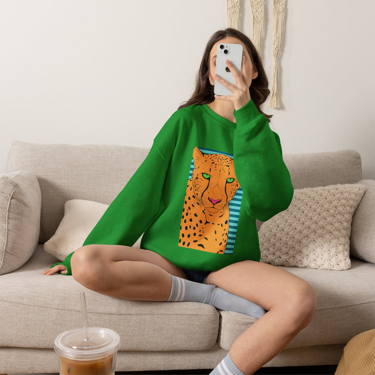 Bright leopard Unisex Heavy Blend™ Crewneck Sweatshirt