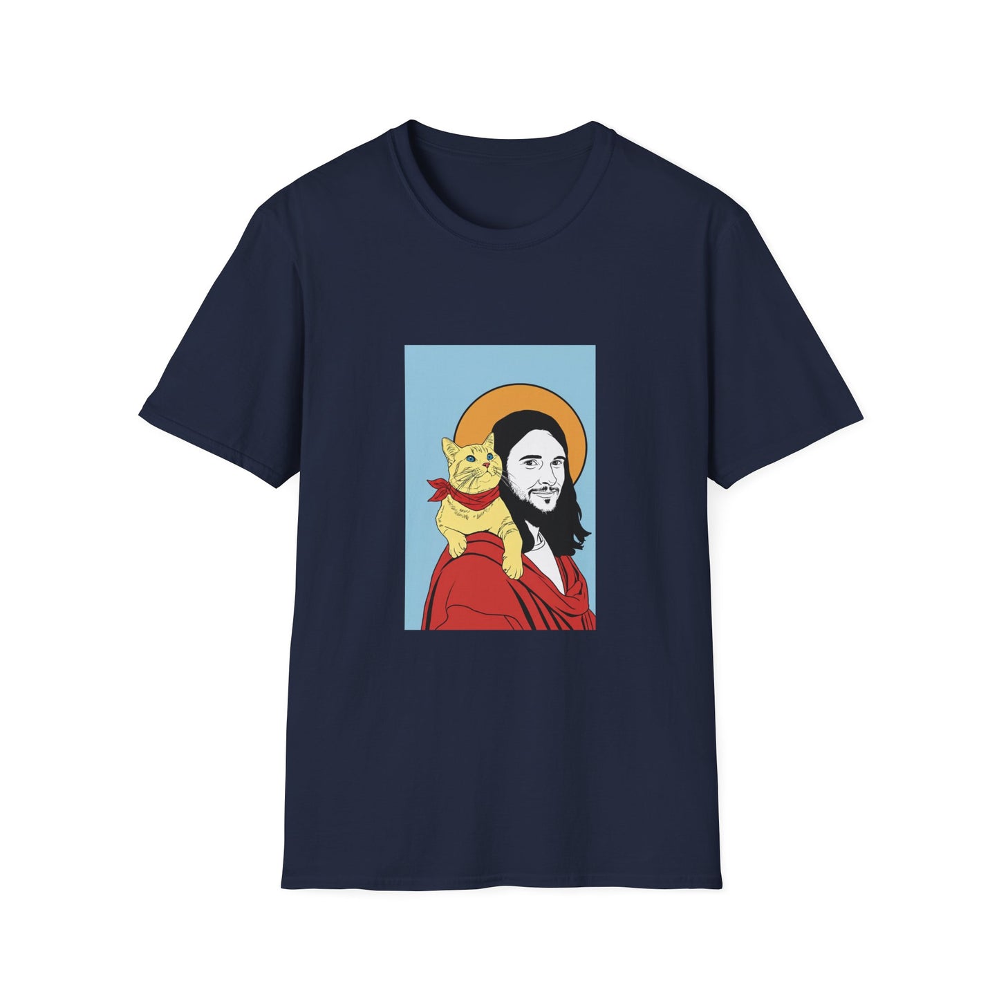 Jesus and his Cat Unisex Softstyle T-Shirt