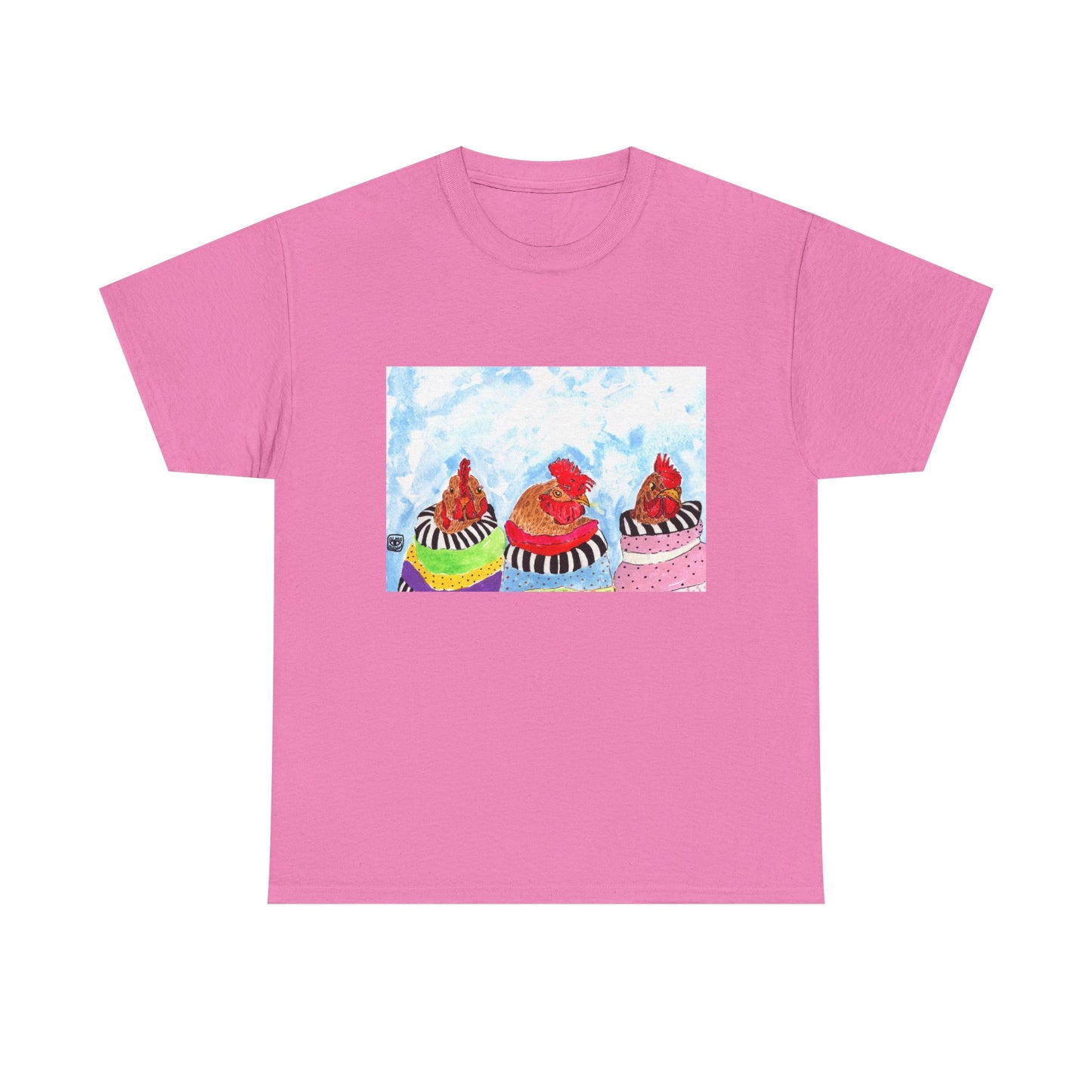 Happy Chickens Unisex Heavy Cotton Tee - Unique Graphic Design for Creative Souls