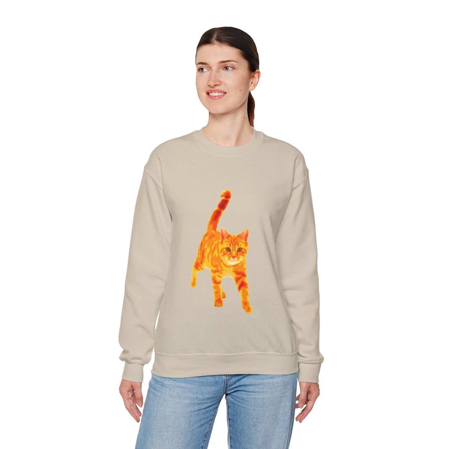 Cat Lover's Cozy Crewneck Sweatshirt - Perfect Gift for Pet Owners, Animal Lovers, Casual Wear, Birthdays, Cat-Themed Apparel
